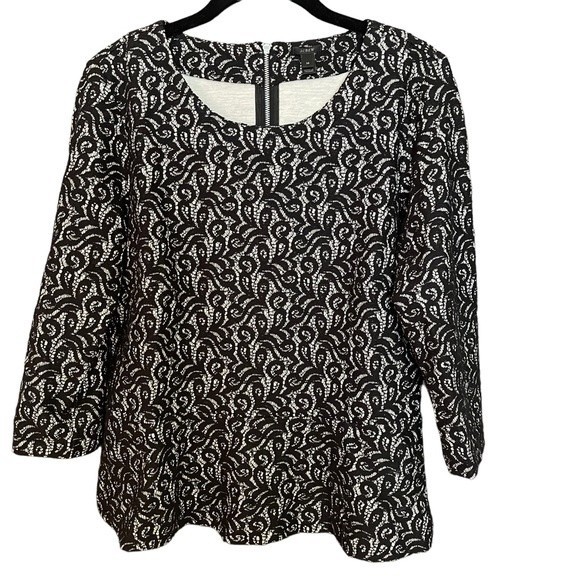 J. Crew Black and White Lace Blouse - Picture 3 of 9